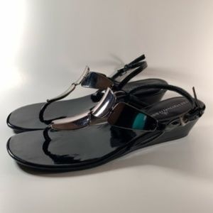 Montego Bay Club Womens Sandals Black Silver Sz 10